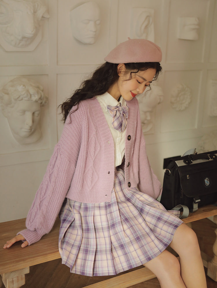 Cropped Cable Knit Cardigan (6 Colors)
