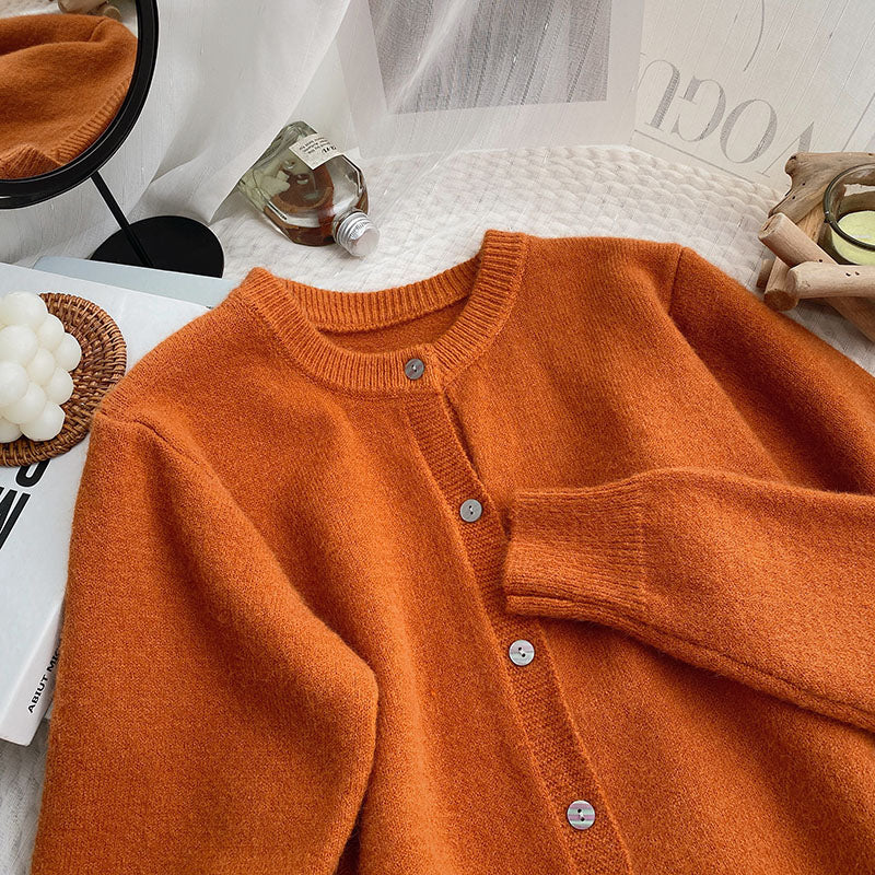 Basic Round Neck Cardigan (14 Colors)