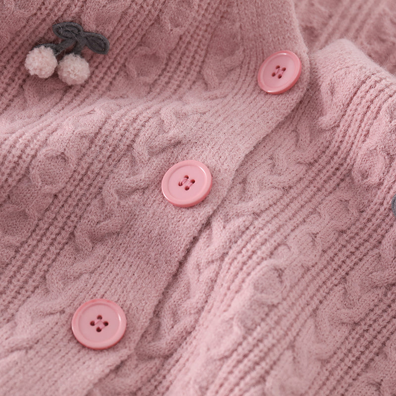 Cherry Pom Pom Cardigan (4 Colors)