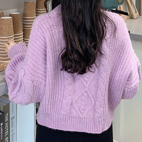 Cropped Cable Knit Cardigan (6 Colors)