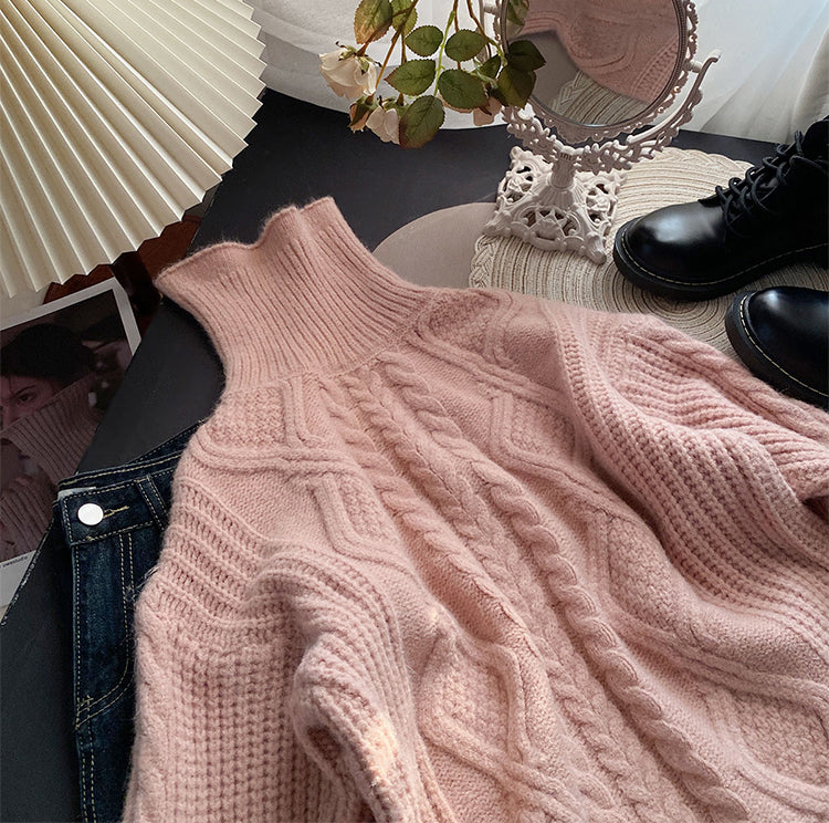 Cable Knit Turtleneck Sweater (5 Colors)
