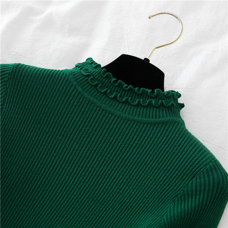 Basic Frilly Mock Neck Sweater (17 Colors)