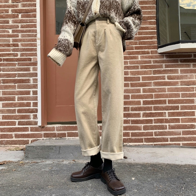 Pleated Corduroy Pants (4 Colors)