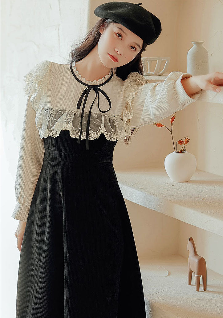 Square Lace High Neck Sweater Dress (2 Colors)