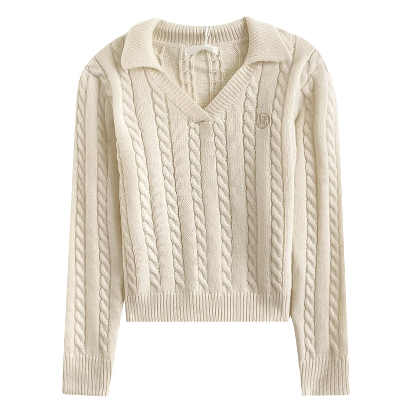 Cable Knit Polo Sweater (6 Colors)