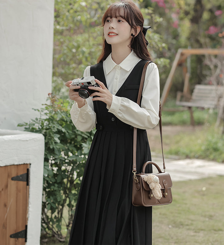 Journalist Midi Pinafore Set (2 Colors)
