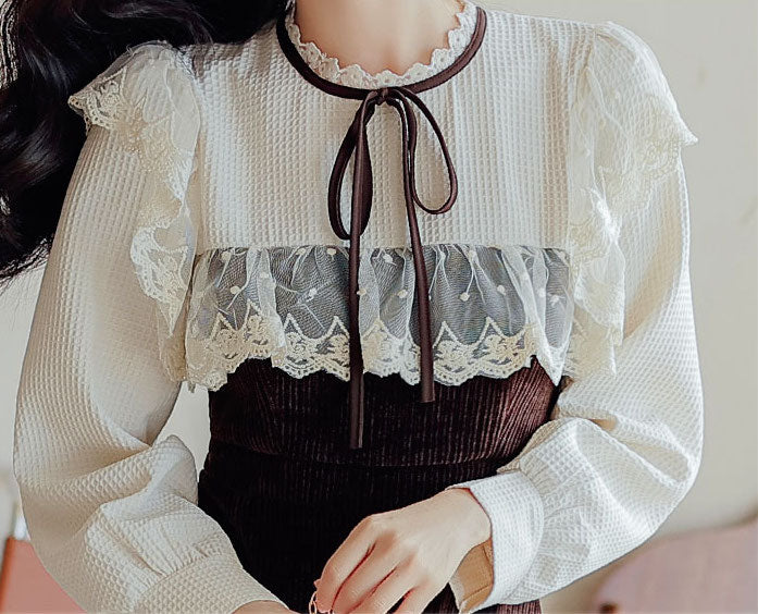 Square Lace High Neck Sweater Dress (2 Colors)