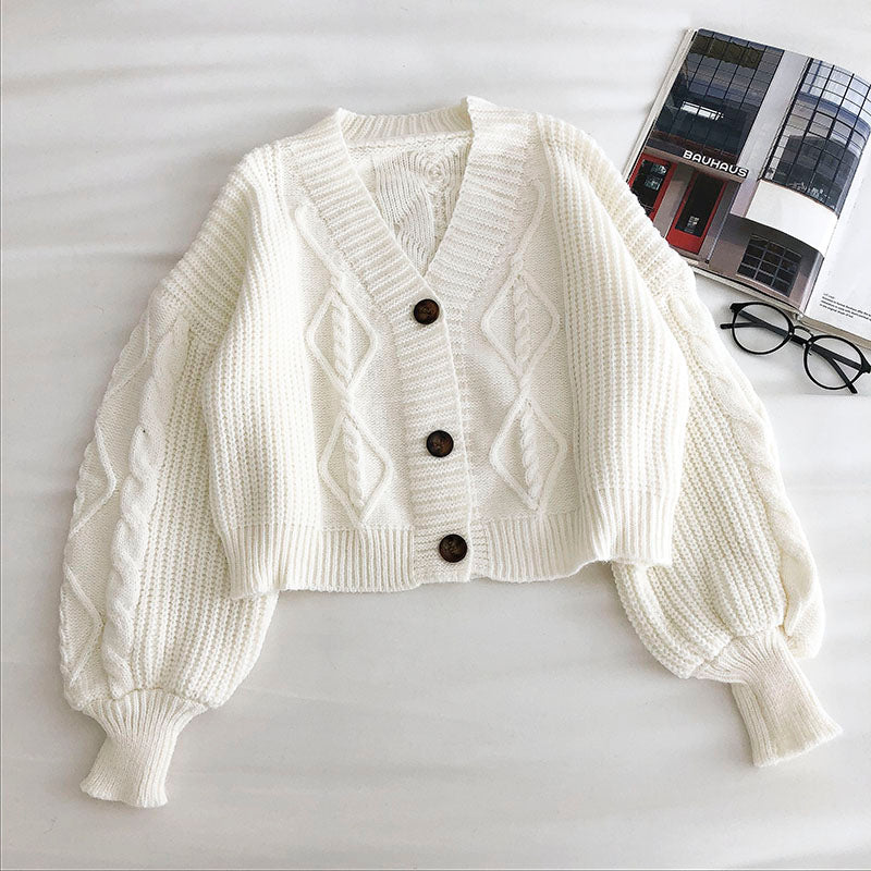 Cropped Cable Knit Cardigan (6 Colors)