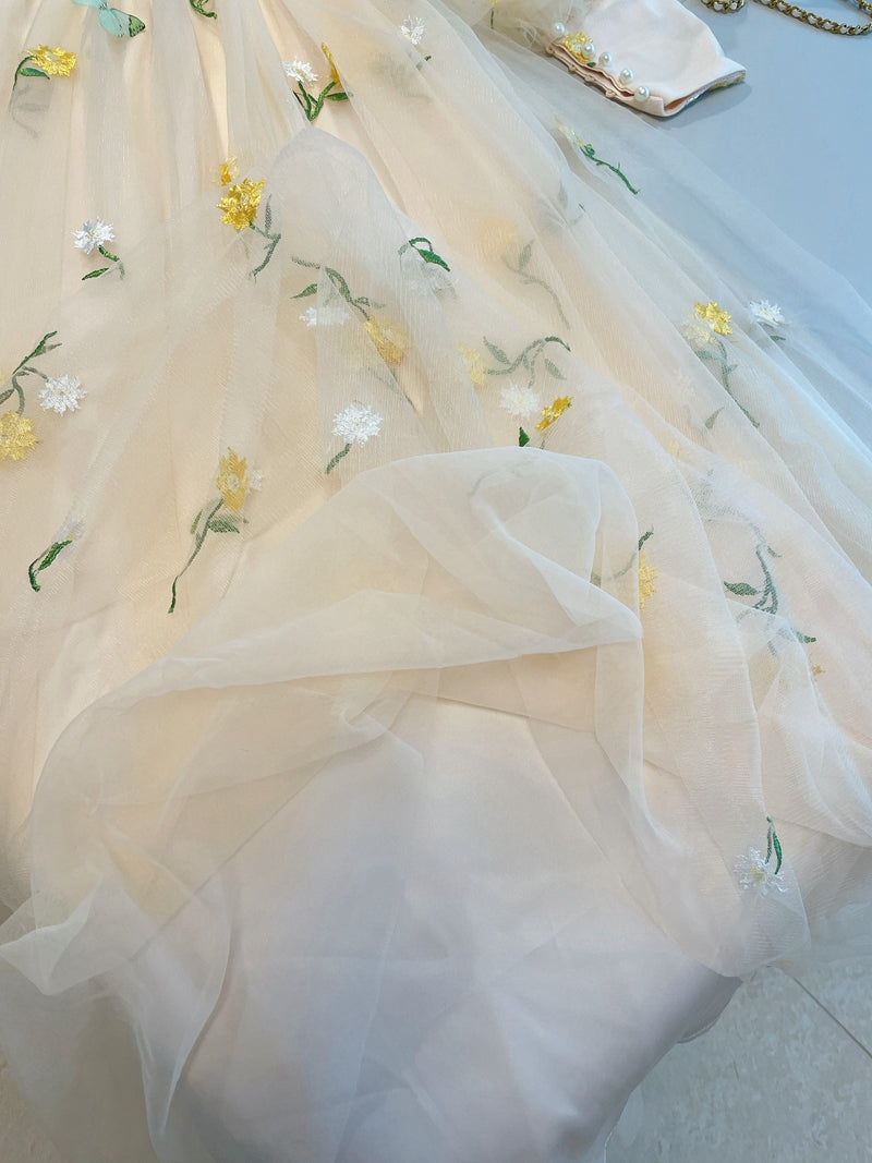 Butterfly Garden Tulle Maxi Dress (Cream)