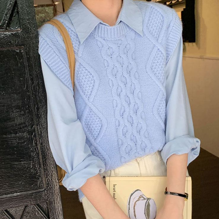 Candy Cable Knit Vest (4 Colors)