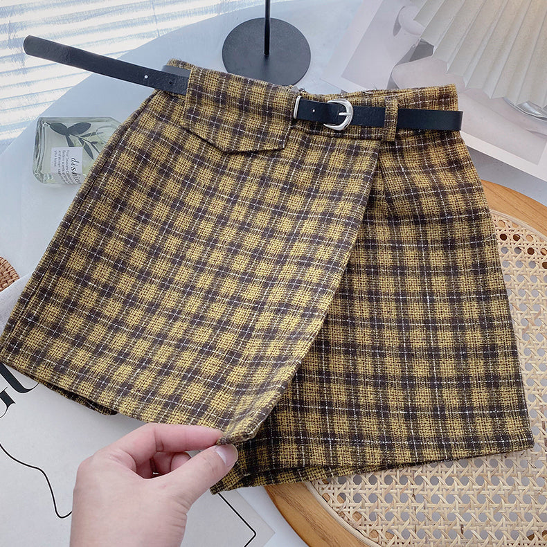 Asymmetrical Tweed Plaid Shorts (4 Colors)