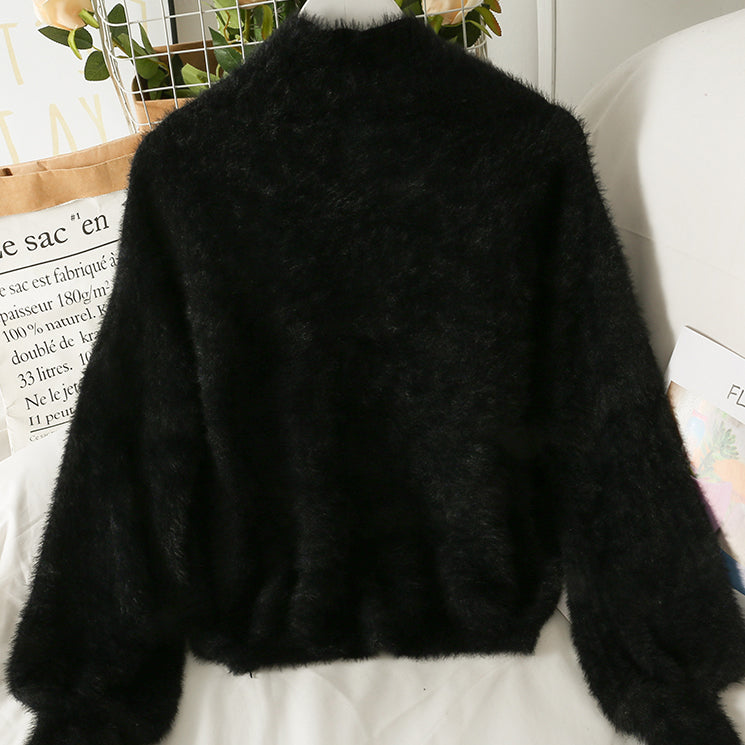 Fuzzy High Neck Sweater (6 Colors)