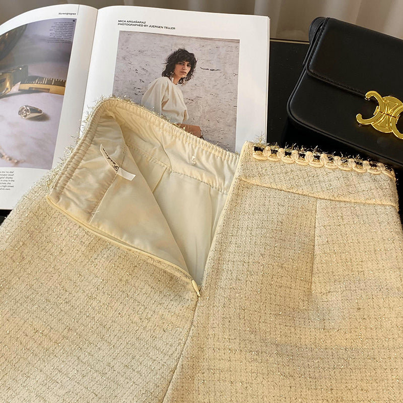 Preppy Tweed Asymmetrical Shorts (2 Colors)