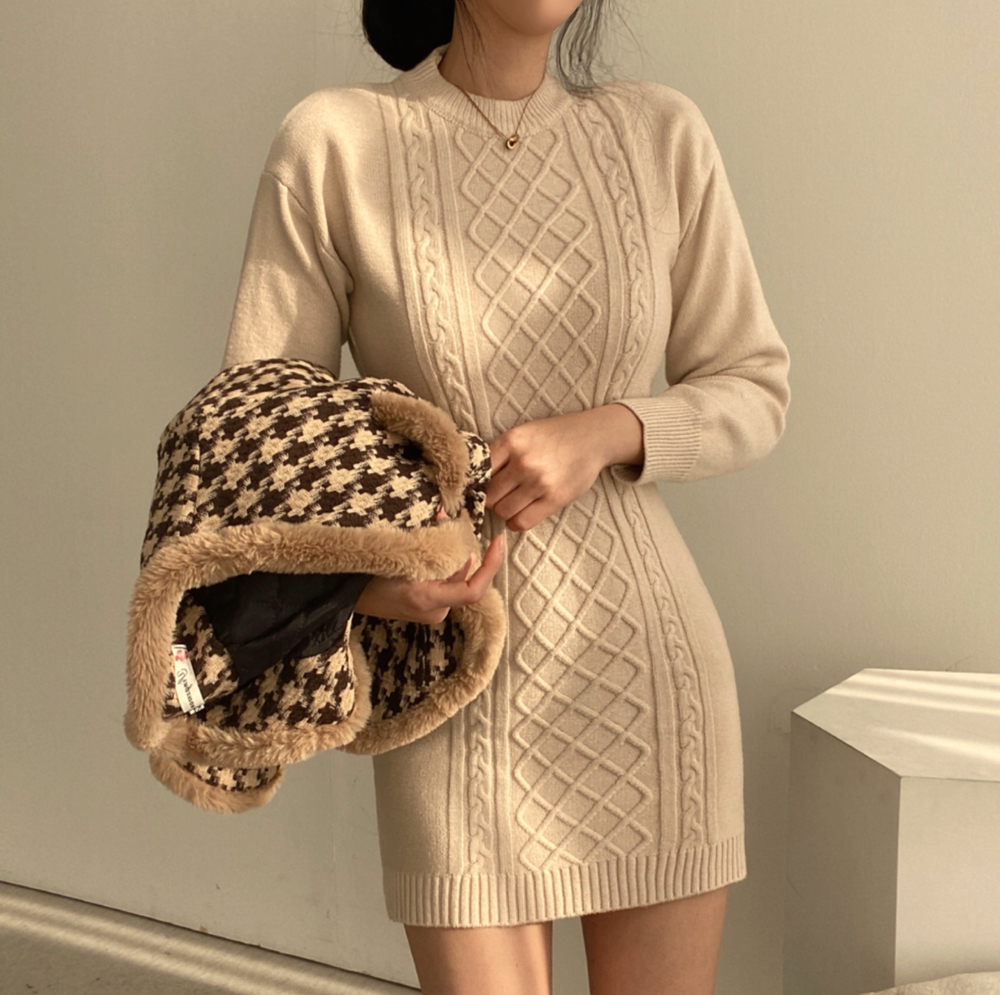 Ribbed Bodycon Mini Sweater Dress (2 Colors)