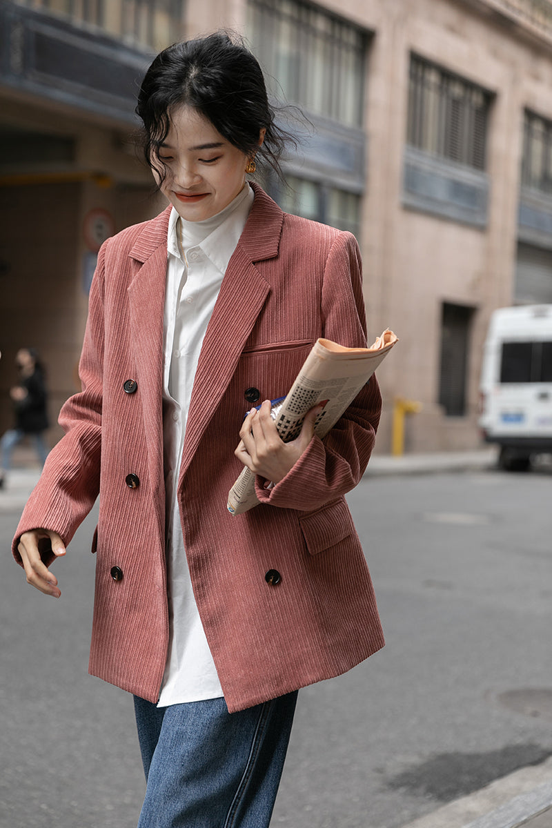 Corduroy Double Breasted Blazer Jacket (7 Colors)