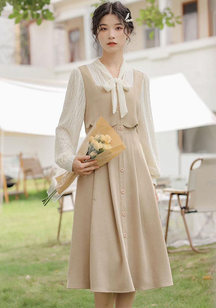 Scallop Button Up Twofer Dress (3 Colors)