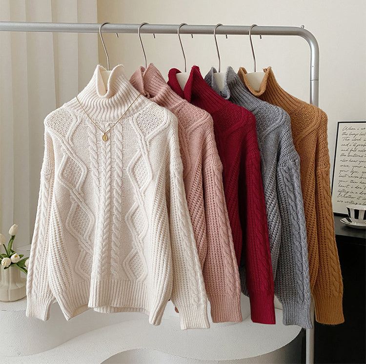 Cable Knit Turtleneck Sweater (5 Colors)