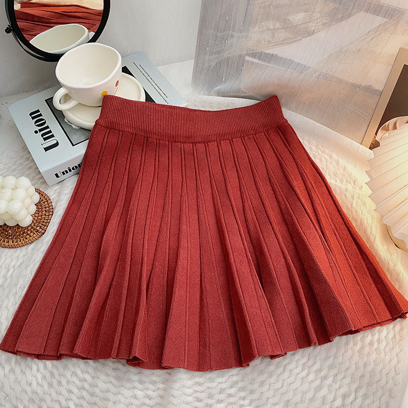 Pleated Knit Mini Skirt (8 Colors)