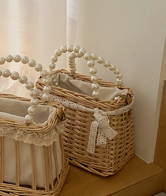 Boxy Straw & Pearl Bag (2 Styles)