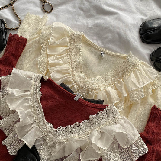Ruffle Lace Sweater (2 Colors)