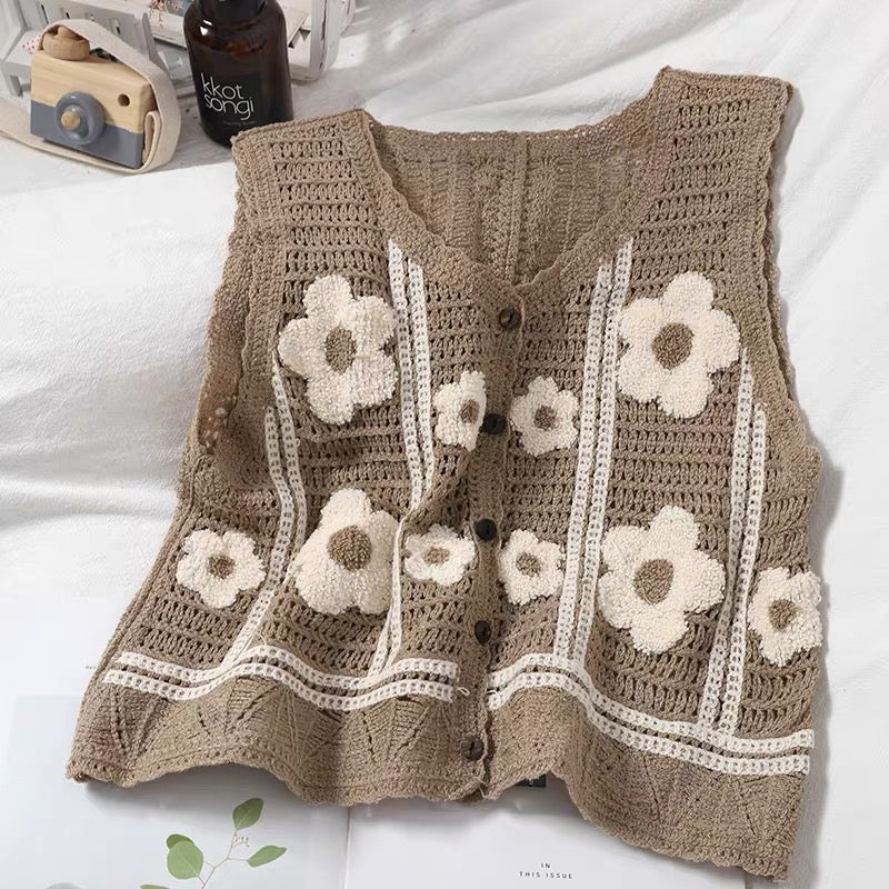 Daisy Crochet Vest (4 Colors)