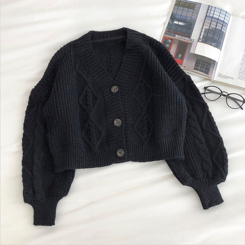 Cropped Cable Knit Cardigan (6 Colors)