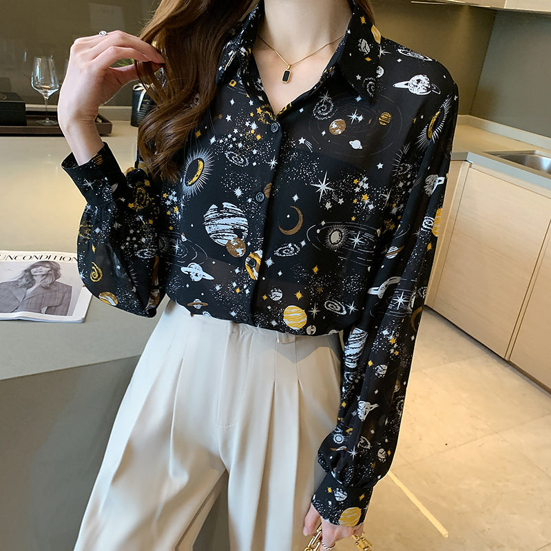 Cosmic Galaxy Button Up Shirt (Black)