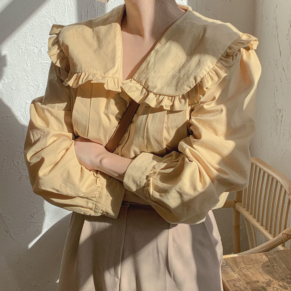 Oversized Peter Pan Collar Button Up Shirt (2 Colors)