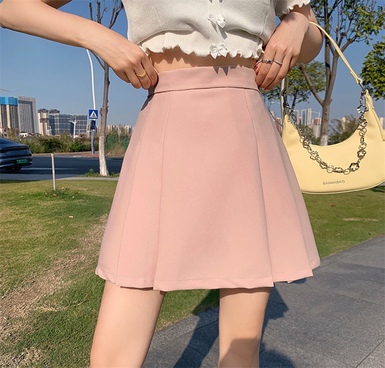 Half Pleated Mini Skirt (4 Colors)