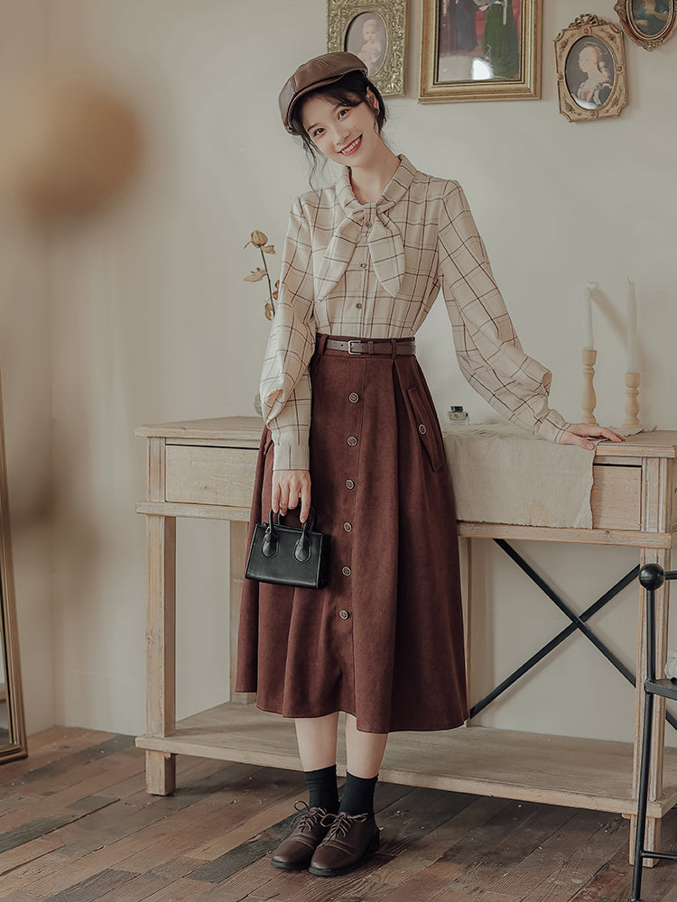 Button Up Suede Pinafore Dress (4 Colors)