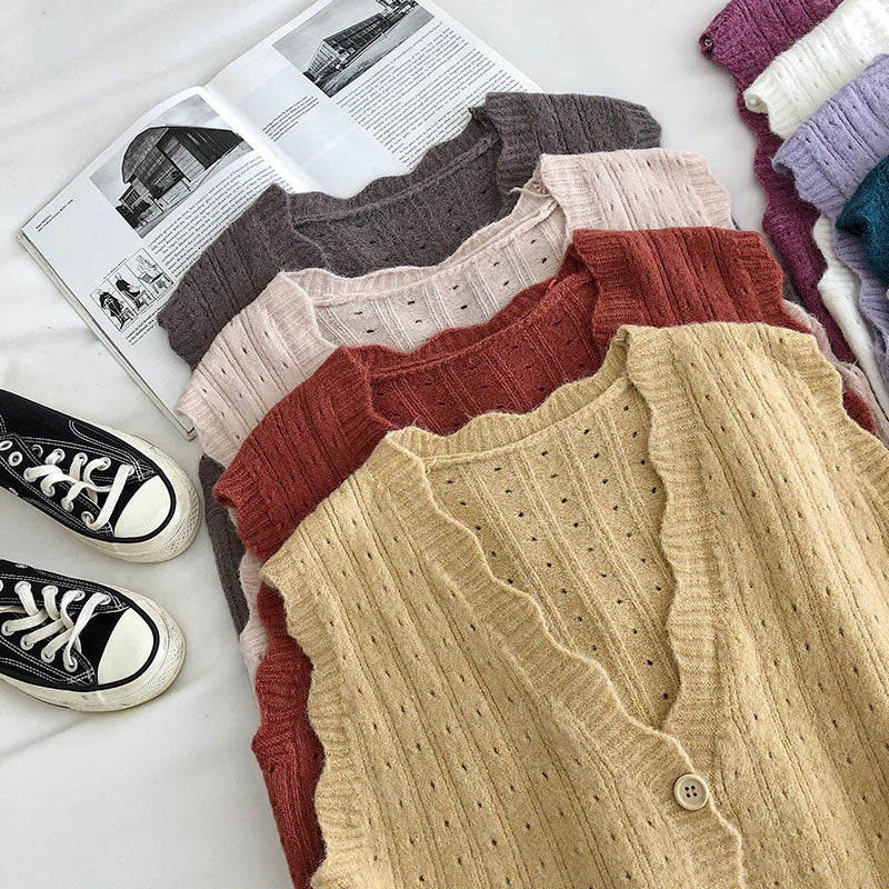 Scallop Trim Vest (10 Colors)