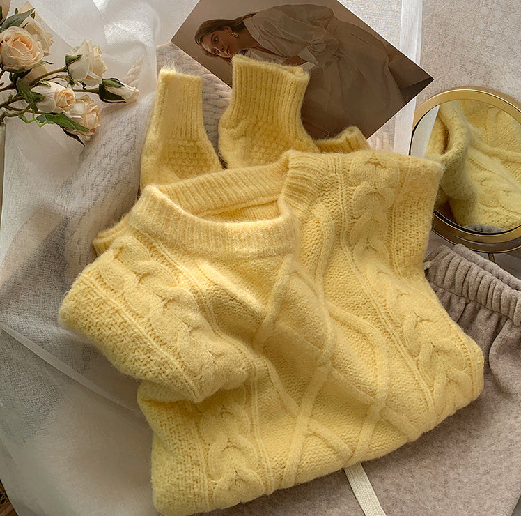 Macaron Cable Knit Sweater (6 Colors)