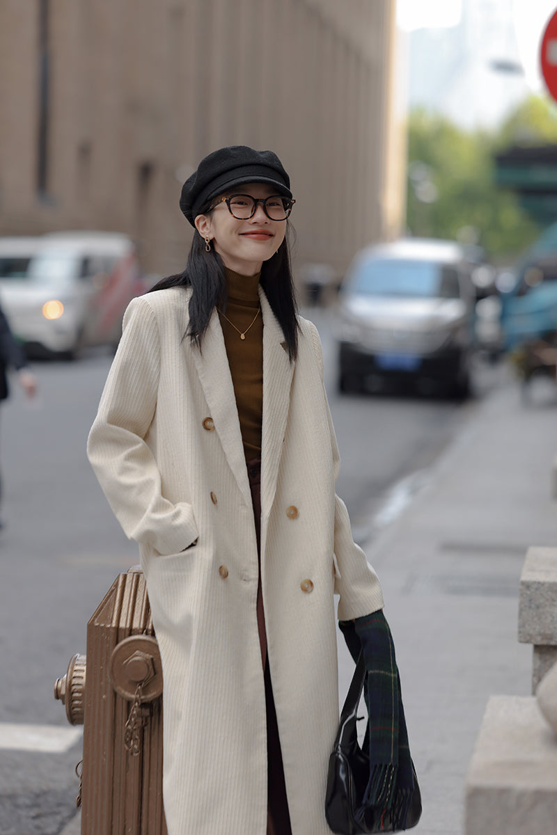 Corduroy Double Breasted Coat (3 Colors)