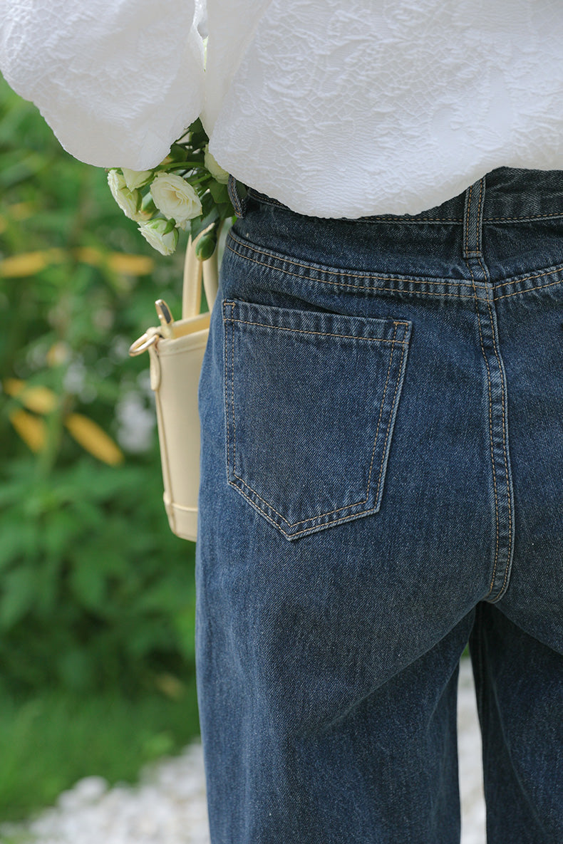 Raining Daisies Embroidered Jeans (Dark Denim)