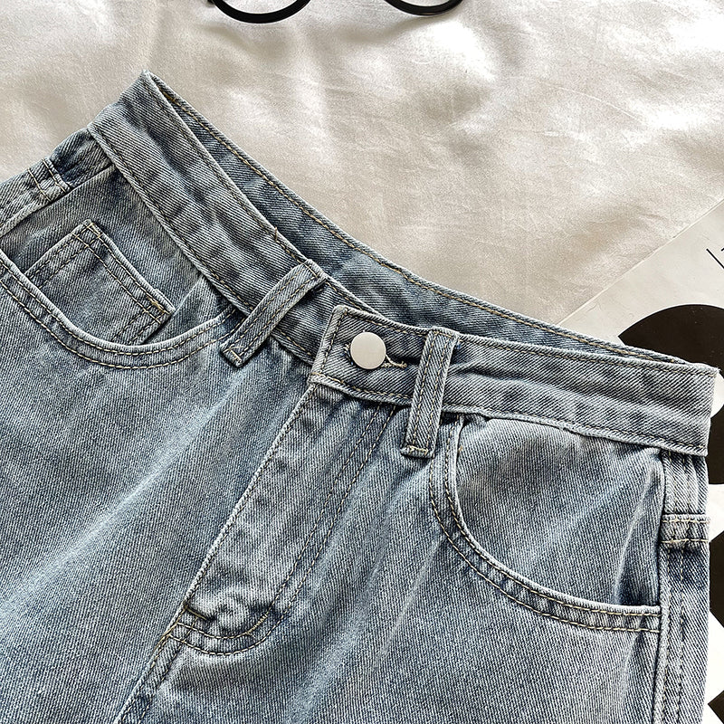Flower Hem Embroidered Jeans (Acid Wash)