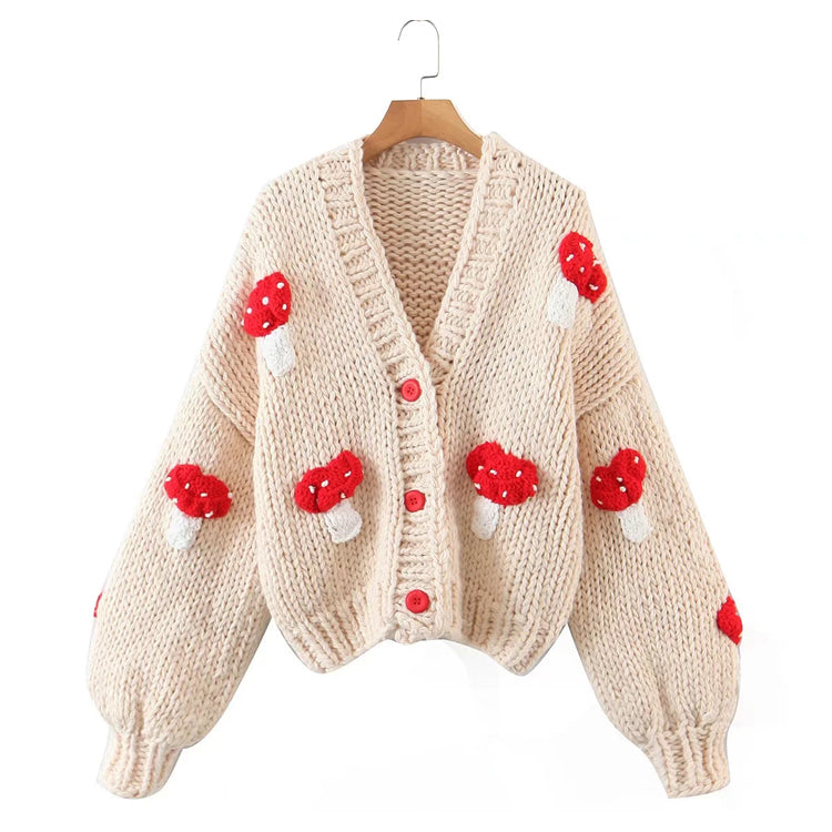 Chunky Mushroom Cropped Cardigan (2 Colors)