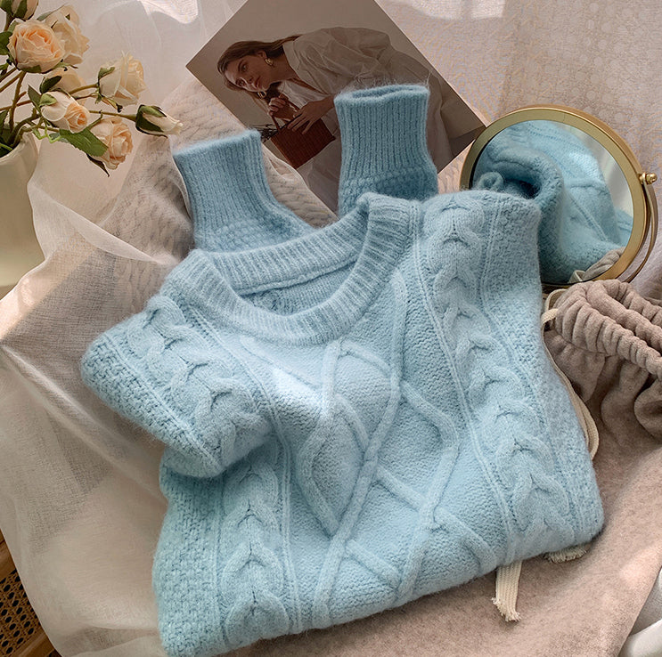 Macaron Cable Knit Sweater (6 Colors)