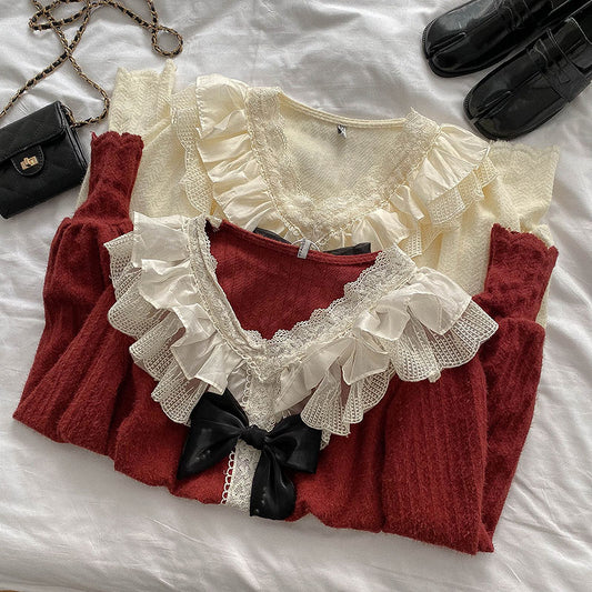 Ruffle Lace Sweater (2 Colors)