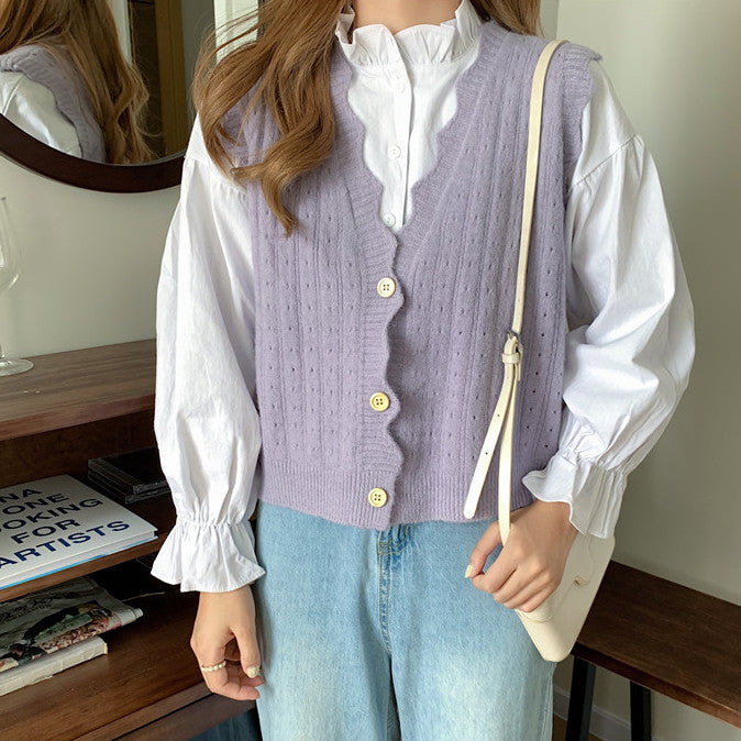 Scallop Trim Vest (10 Colors)