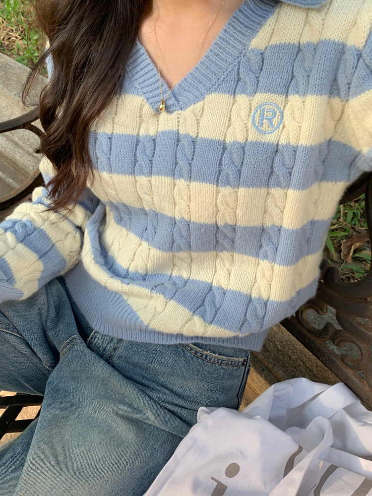 Cable Knit Polo Sweater (6 Colors)