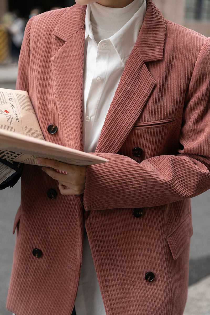 Corduroy Double Breasted Blazer Jacket (7 Colors)