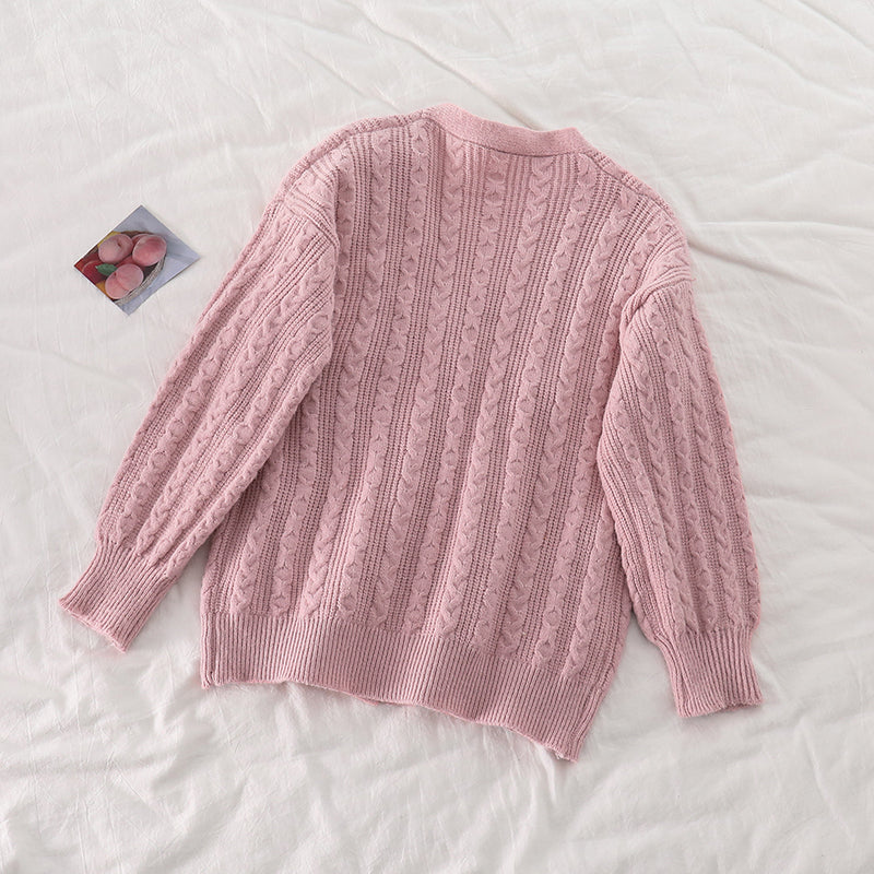 Cherry Pom Pom Cardigan (4 Colors)