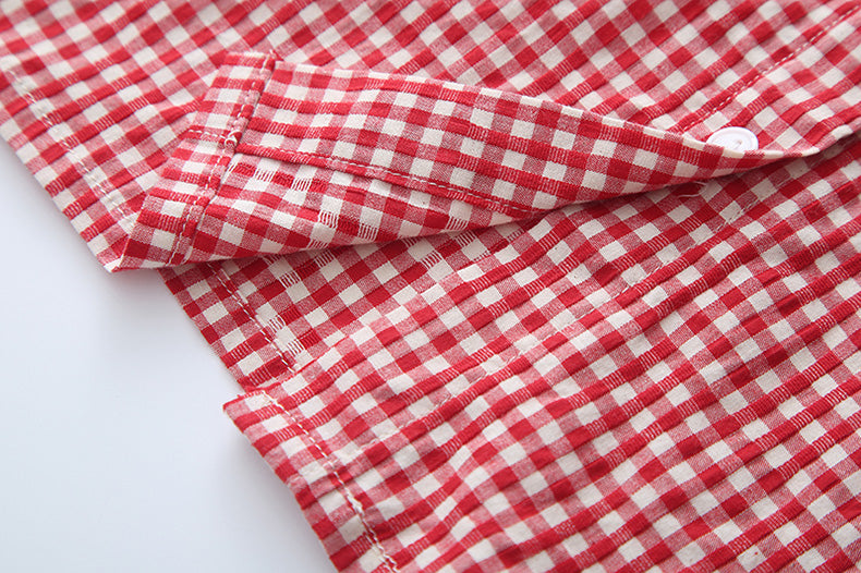 Daisy Pocket Gingham Blouse (Red)