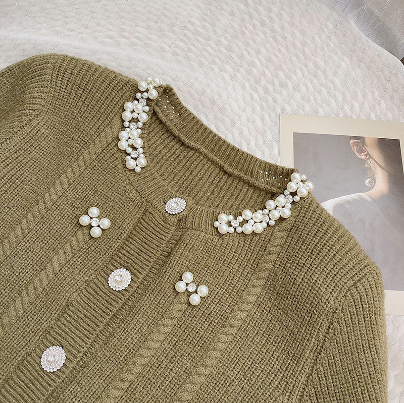 Cropped Pearl Cardigan