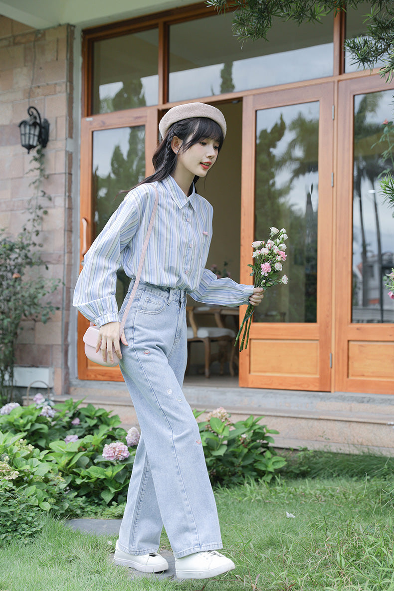 Saturn Embroidered Jeans (Light Denim)