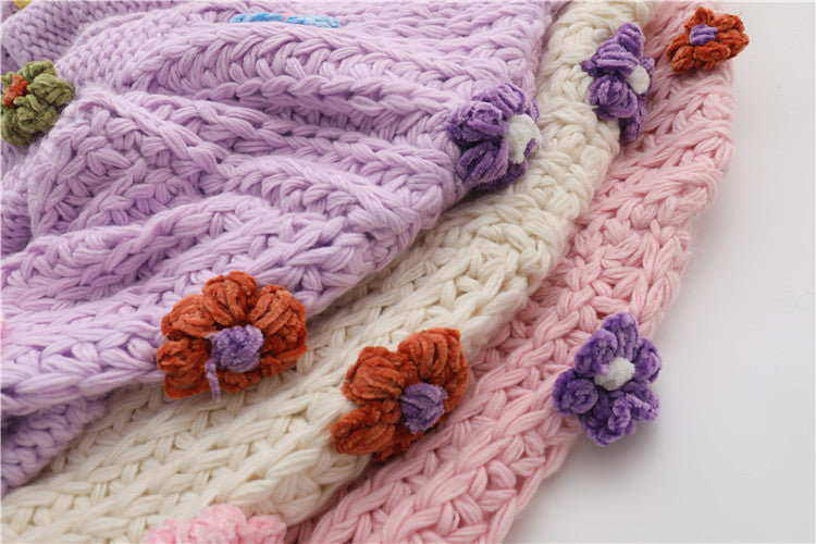 Chunky Knit Daisy Cropped Cardigan (3 Colors)