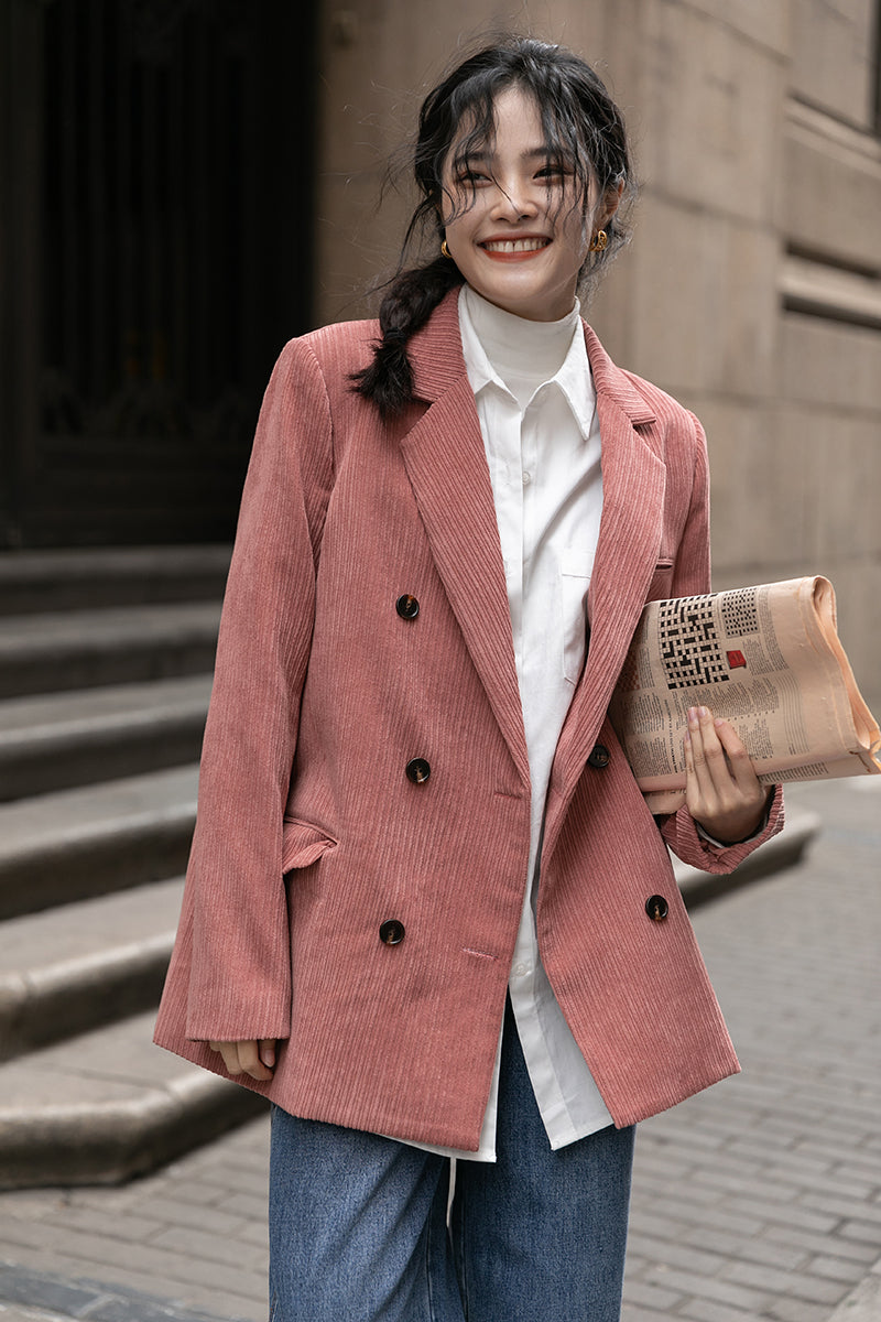 Corduroy Double Breasted Blazer Jacket (7 Colors)