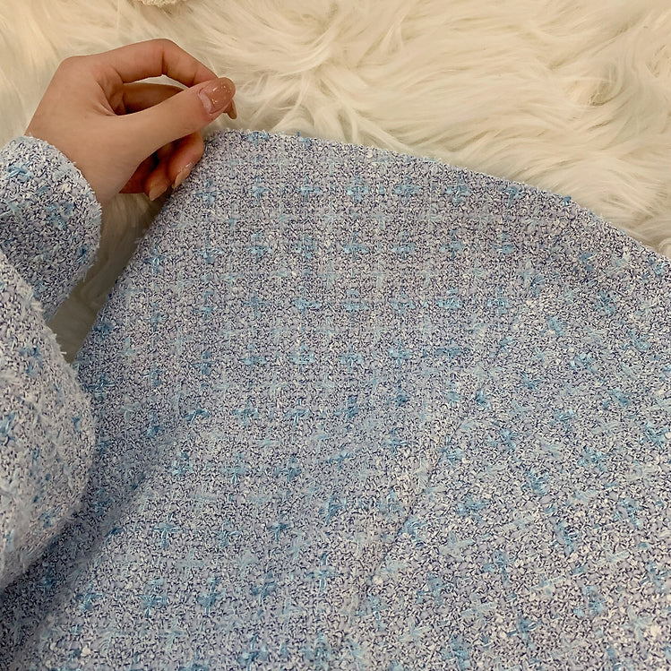 Scallop Tweed Jacket / Skirt (Blue)