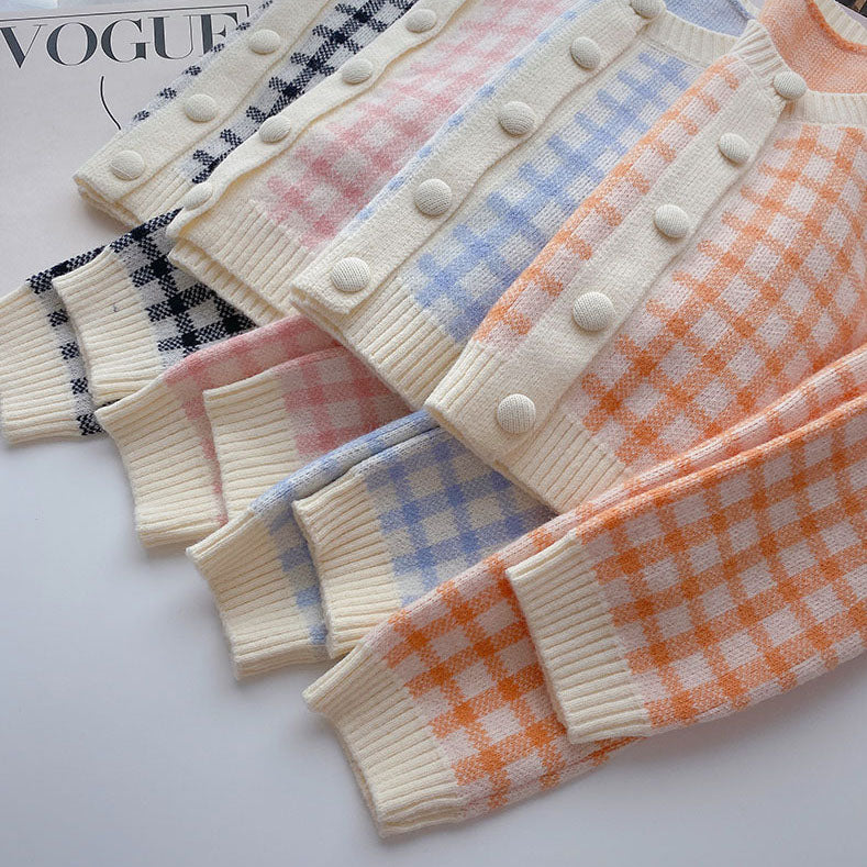 Cropped Gingham Cardigan (5 Colors)