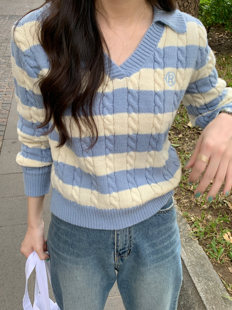 Cable Knit Polo Sweater (6 Colors)